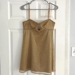 For love and lemons gold glitter slip dress
